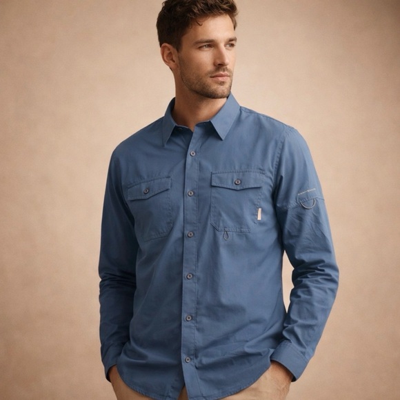 Columbia Other - Columbia Omni-Shade Men's Blue Button-Up Shirt Size Medium Button Down